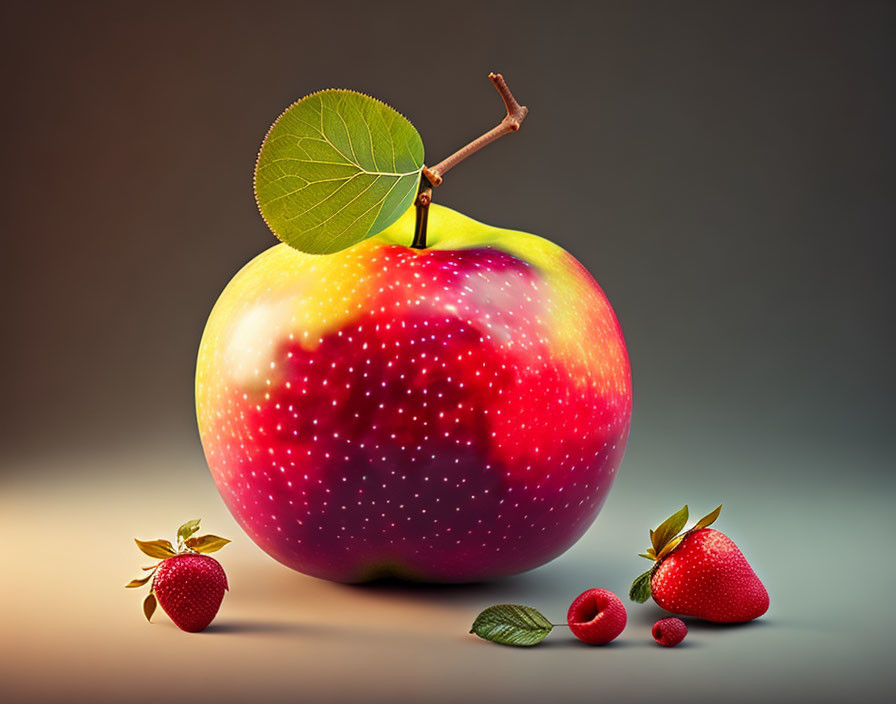 Colorful fruit arrangement on gradient backdrop