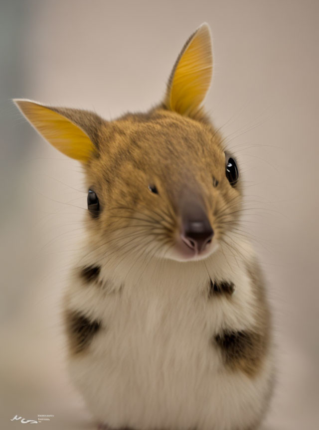 Close-up of Quokka with Round Face and Black Eyes