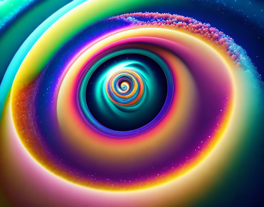 Colorful Swirling Vortex in Blue, Purple, Orange, and Pink