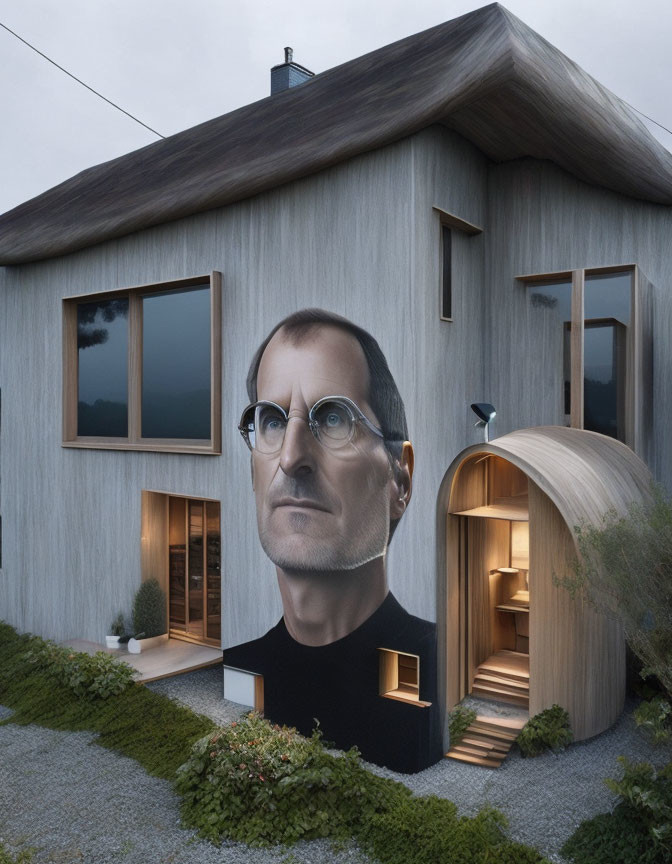 House with Face-Like Walls and Glasses Windows