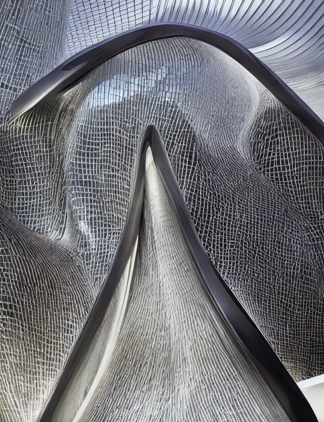 Abstract Modern Architectural Structure with Undulating Shapes and Textured Surface