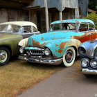 Three Classic Vintage Cars with Chrome Bumpers