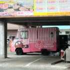 Vintage Pink and White Camper Van Diner in Desert Setting