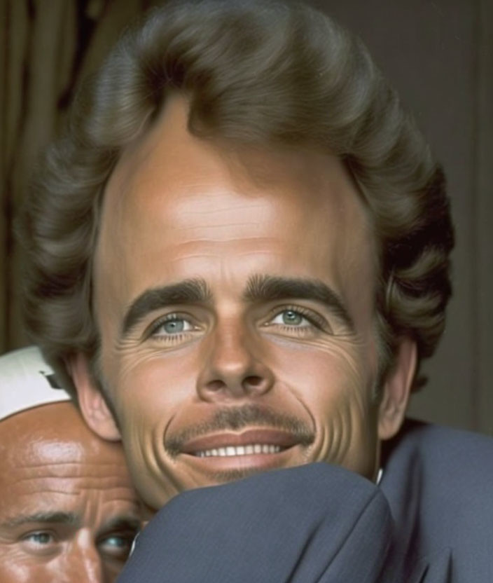 Close-Up Portrait of Smiling Man with Blue Eyes and Neat Hair