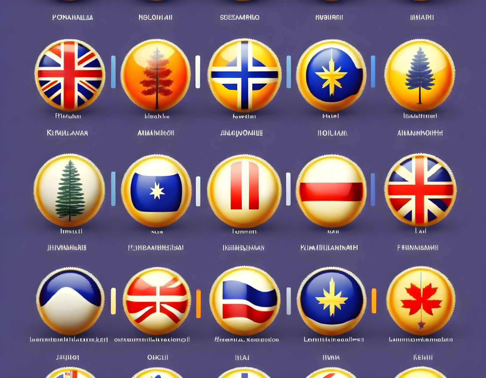 Grid Display of Country Flag Icons and Cultural Symbols