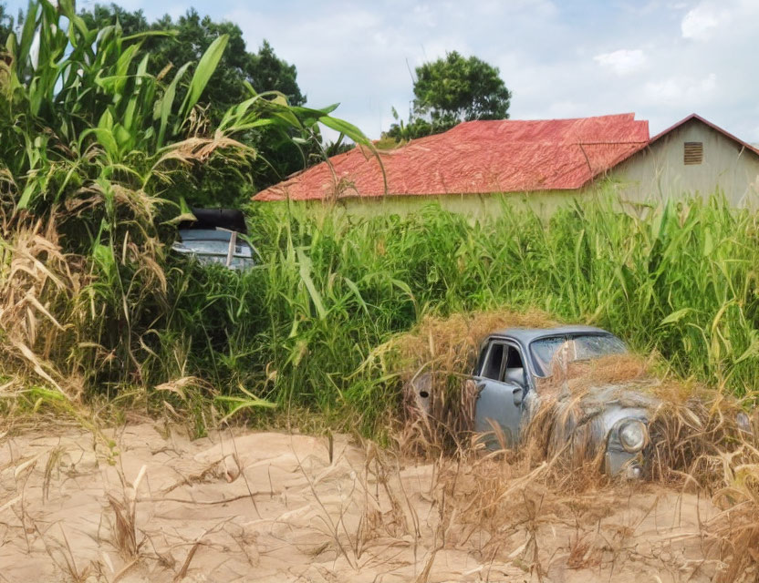 We were mowing the lawn and we found a car!