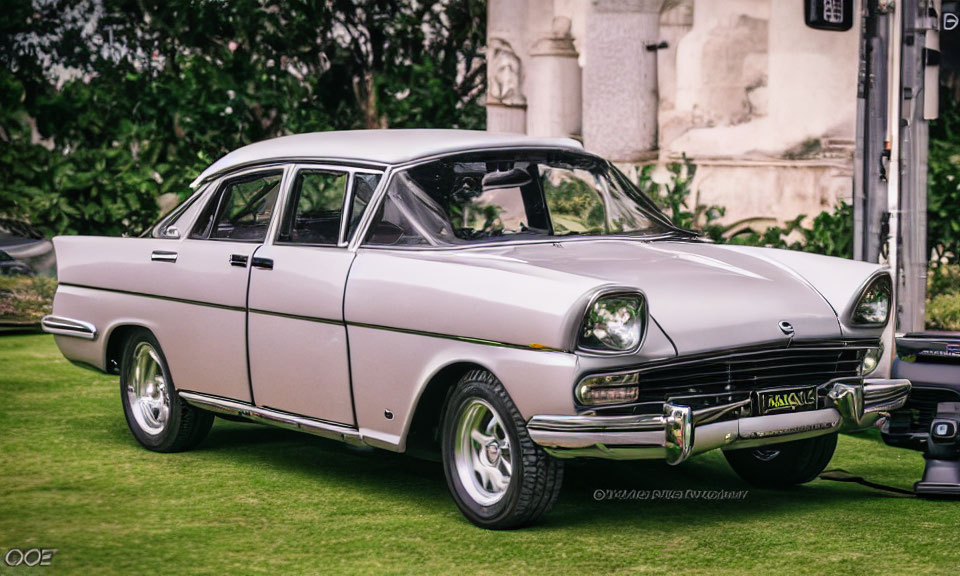 Vintage White and Black Nissan Cedric Sedan with Chrome Detailing