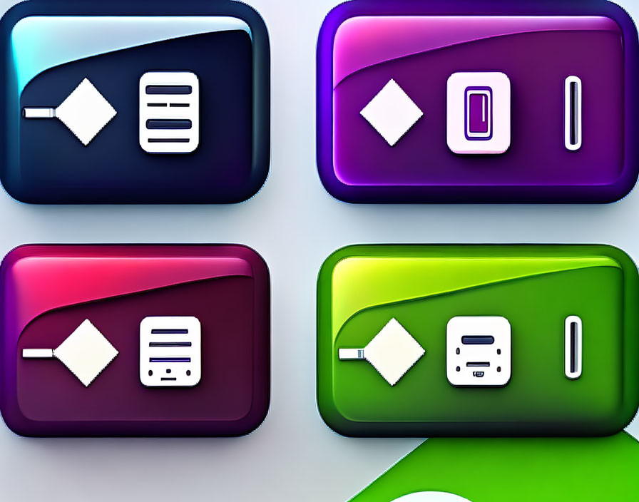 Colorful App Icons: Paintbrush, Document, Battery, Volume Control