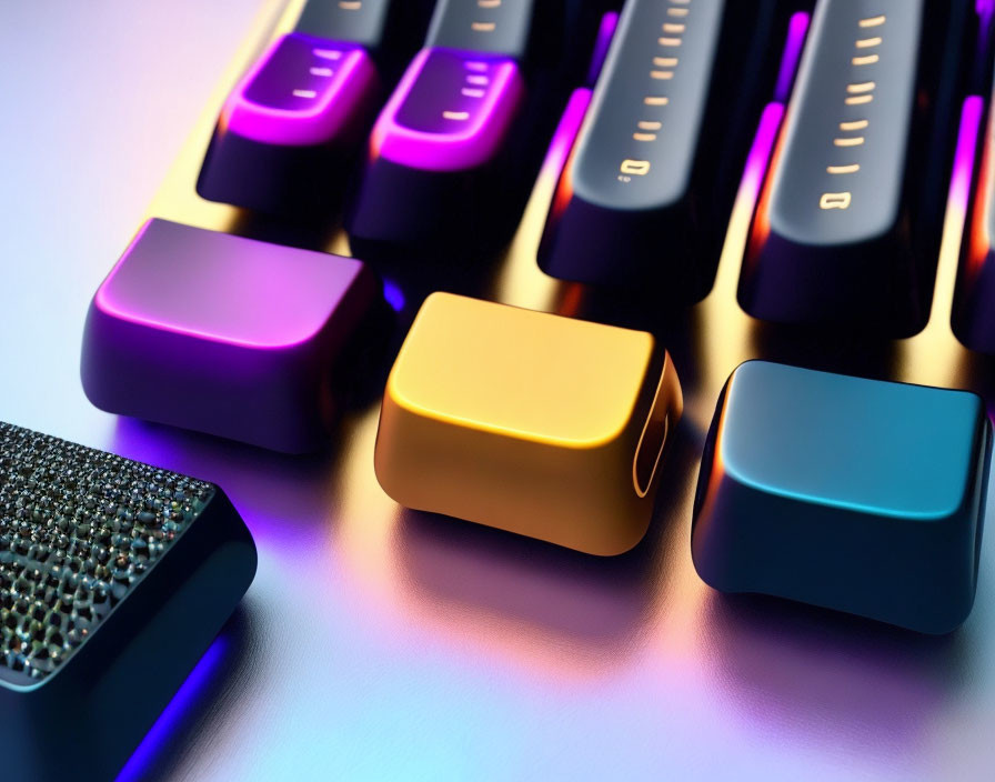 Colorful RGB Mechanical Keyboard with Purple and Blue Illuminated Keys