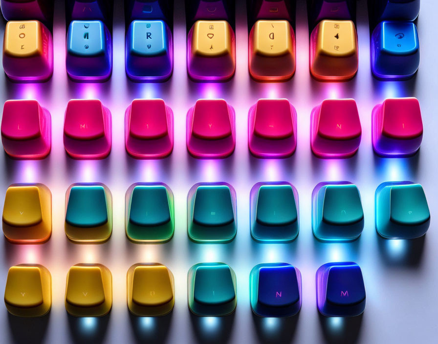 Vibrant Rainbow-Colored Backlit Mechanical Keyboard