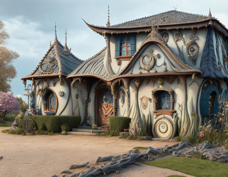 Organic Design House with Ornate Patterns and Fairytale Turrets