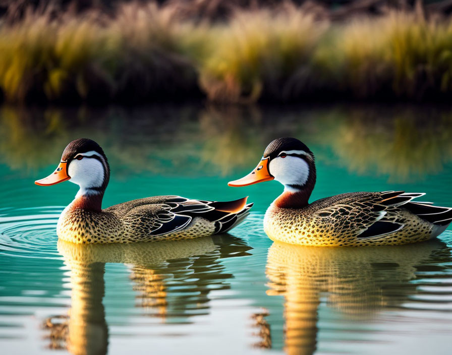 Rubber Ducks Resembling Mallards on Calm Water