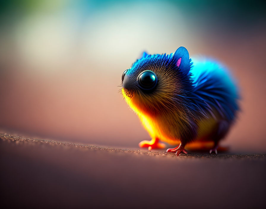 Vibrant creature with large reflective eye and colorful fur