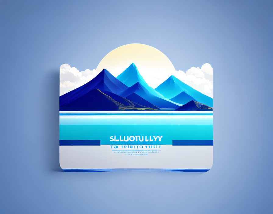 Layered Mountains and Setting Sun on Abstract Landscape Business Card Mockup