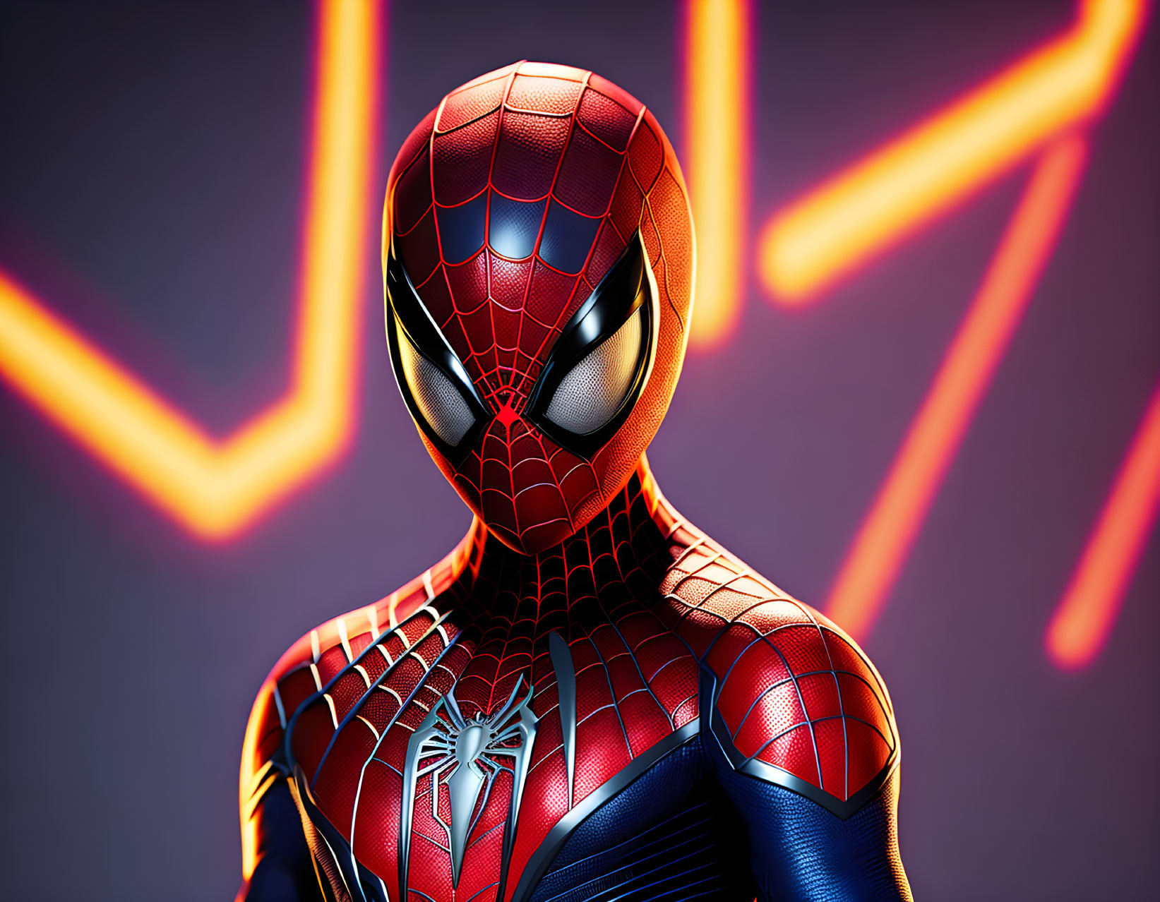 Close-Up of Spider-Man in Red and Blue Suit on Purple Background