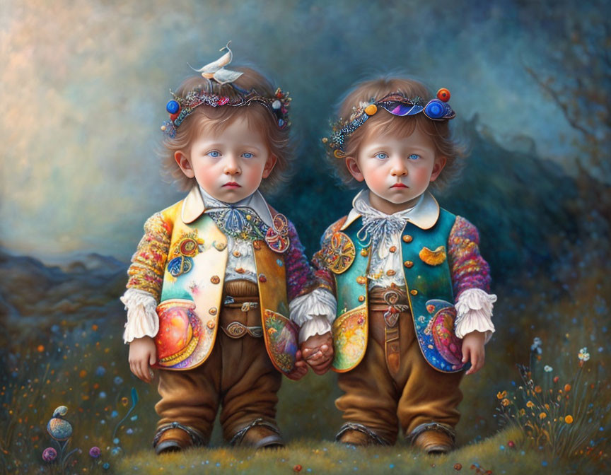 Whimsical children in steampunk attire in fantasy setting