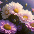 Pastel-colored flowers, butterflies, and birds in serene painting