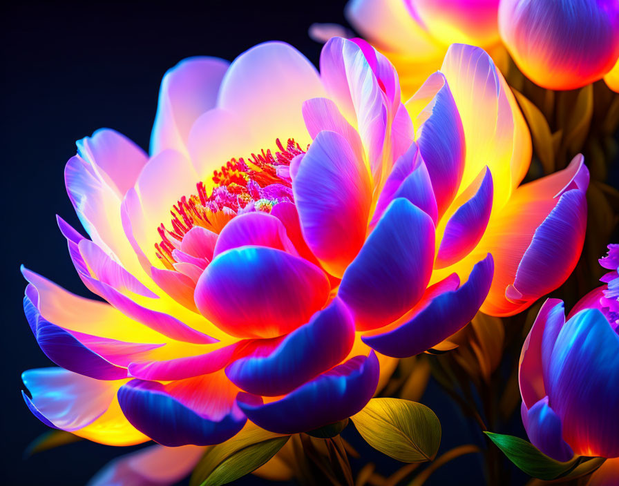 Vibrant Close-Up of Blooming Flower with Pink and Yellow Petals