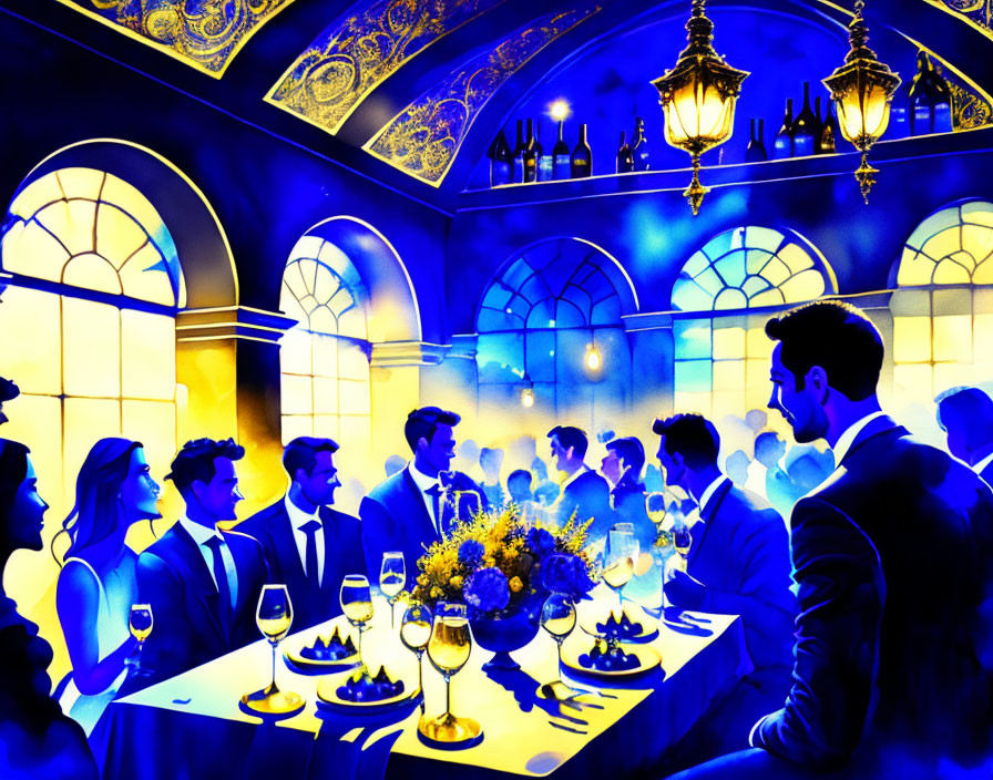 Elegant Gathering Illustration with Vibrant Colors