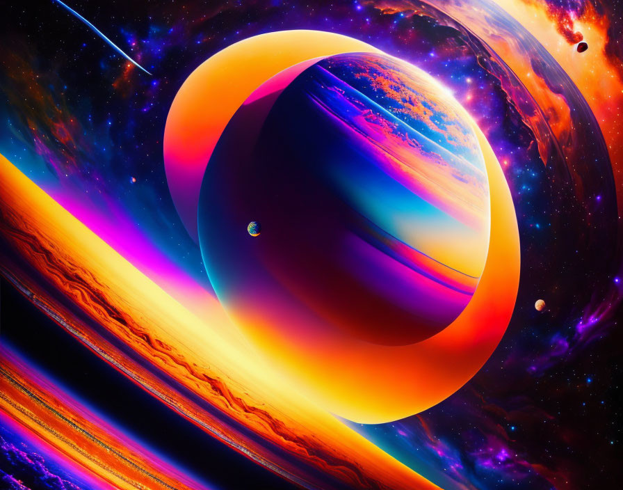 Abstract and Colorful Planet in Dynamic Space Backdrop