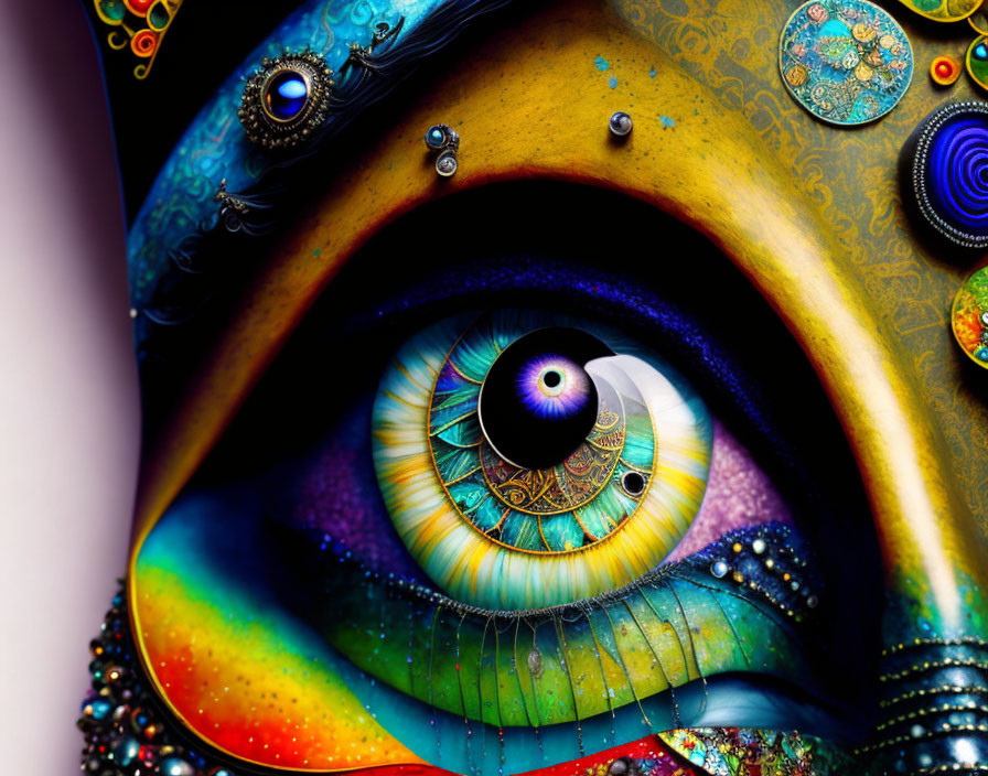 Colorful Psychedelic Eye Artwork with Detailed Patterns