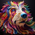 Colorful Neon Dog Artwork on Dark Background