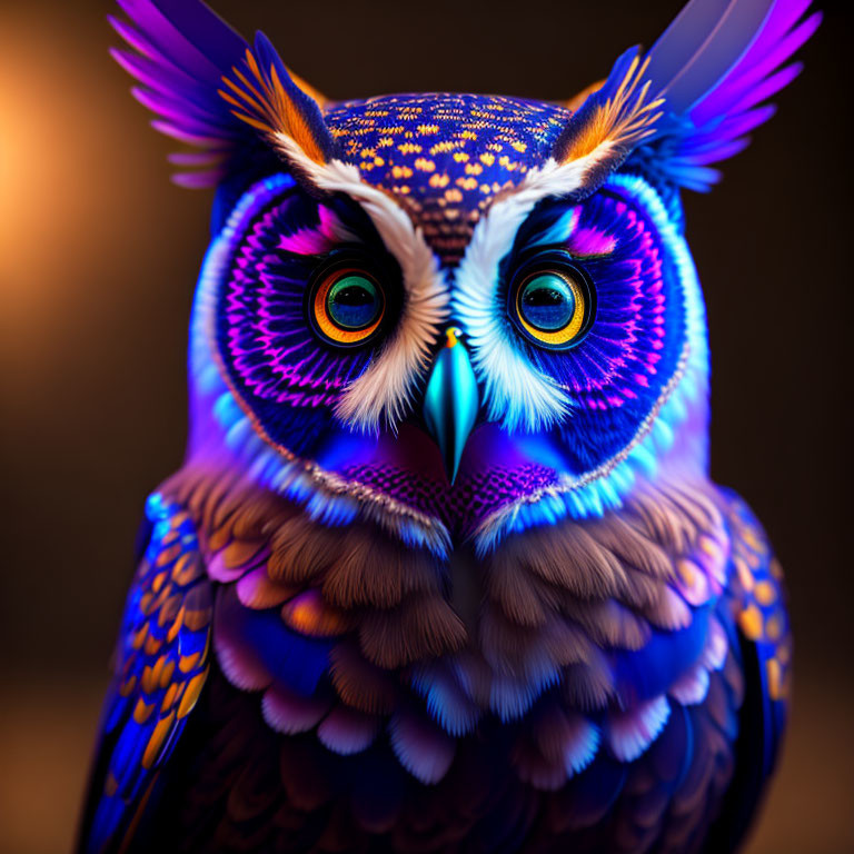 Colorful Stylized Owl Artwork with Intricate Patterns