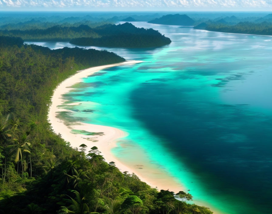 Tropical Coastline with Turquoise Waters and White Sandy Beach