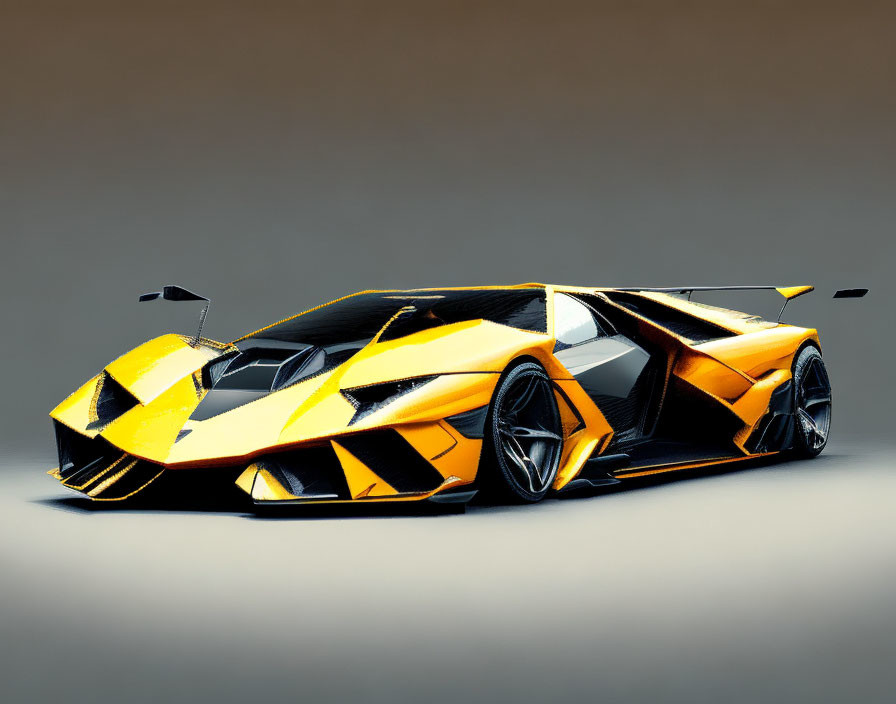 Aggressive Aerodynamic Design Yellow and Black Racecar