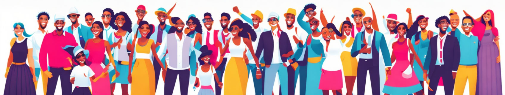 Vibrant Illustration of Diverse Group Celebrating