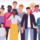 Vibrant Illustration of Diverse Group Celebrating