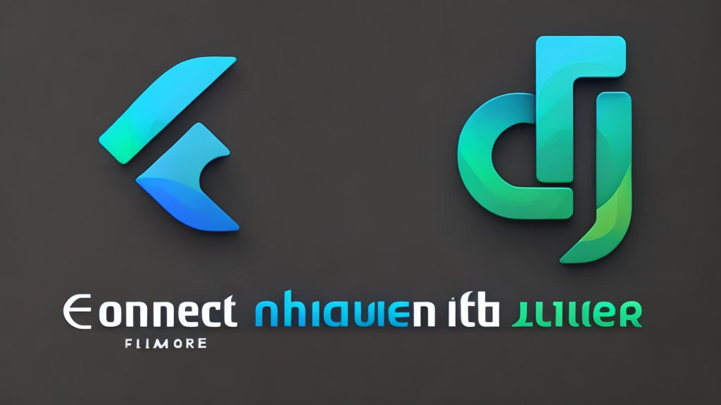 Blue and Green Logo Designs on Dark Background with Abstract Text - "FILMORE" Included