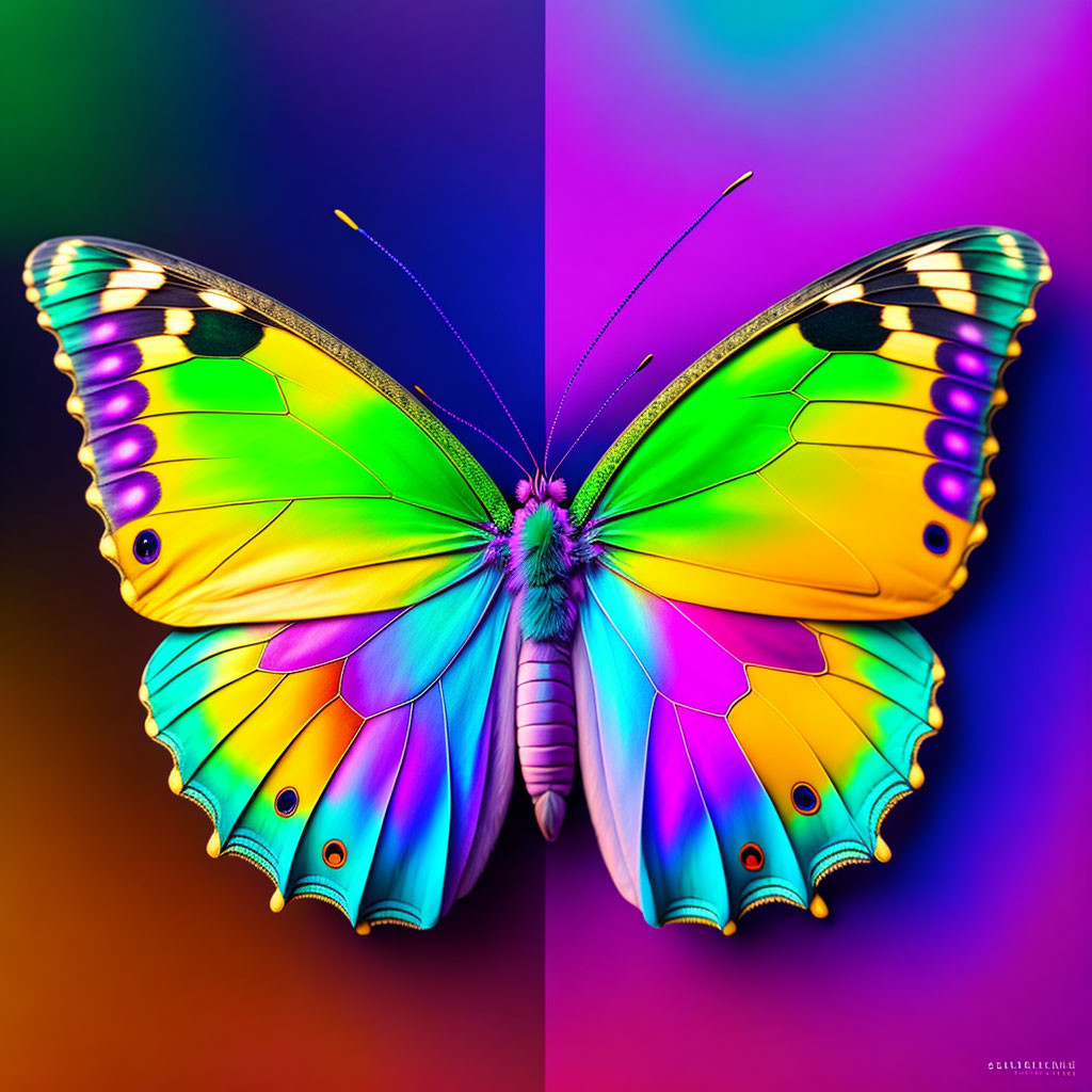 Colorful Butterfly Digital Art on Gradient Background