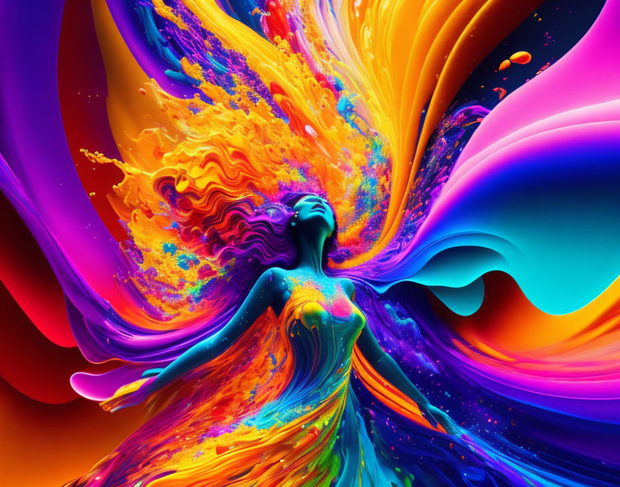 Colorful Abstract Artwork: Silhouette of Person in Dynamic Motion