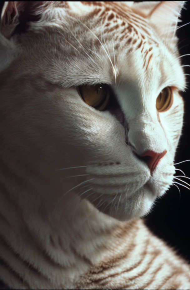 Close-up of Cat with Striking Yellow Eyes and Striped Fur