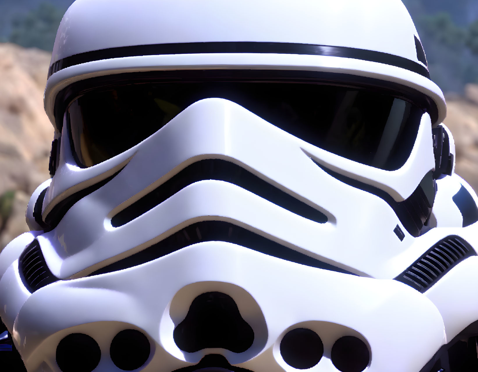 Detailed Stormtrooper Helmet Against Blurred Background