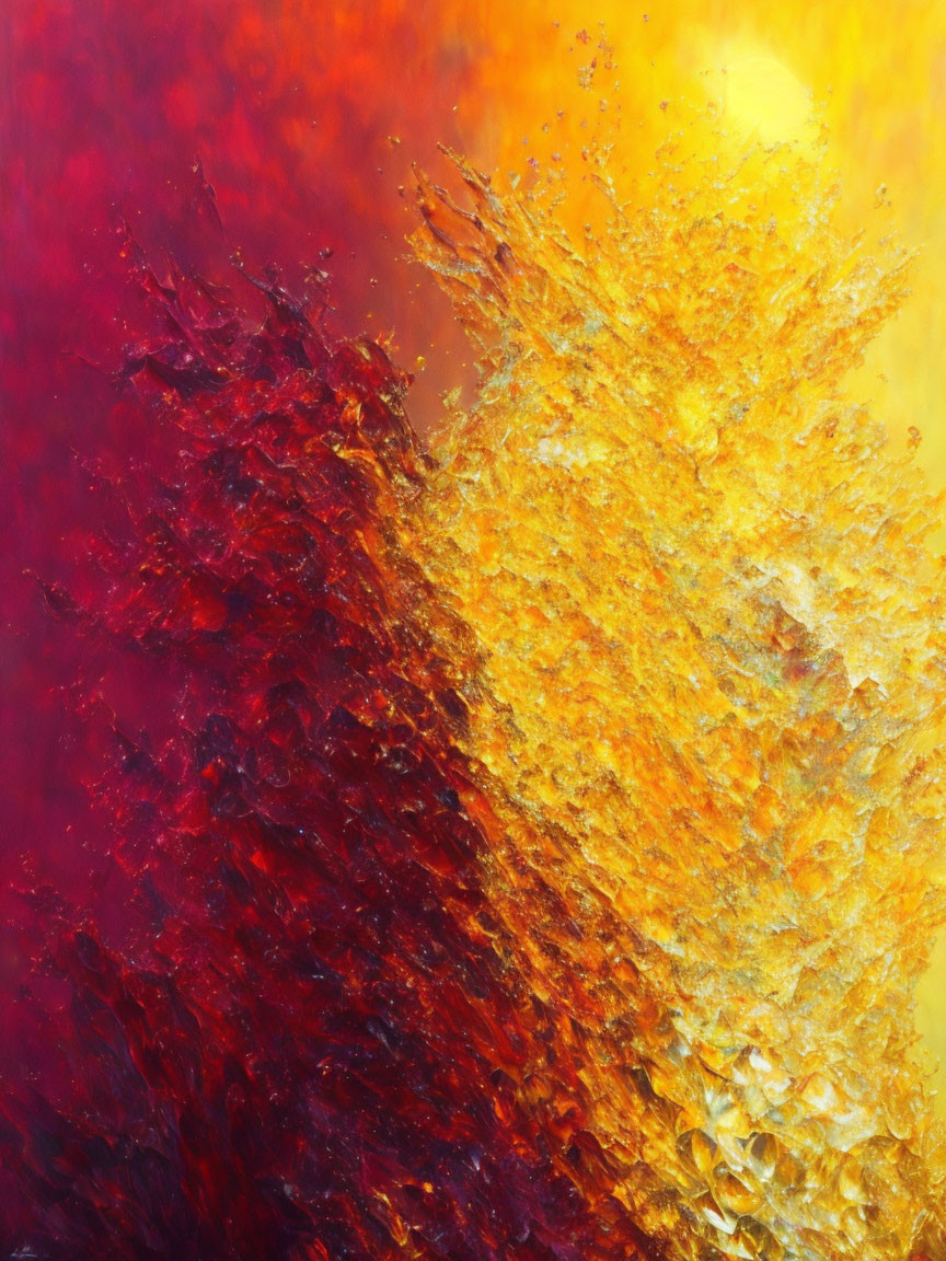 Abstract Painting: Fiery Red and Yellow Textures