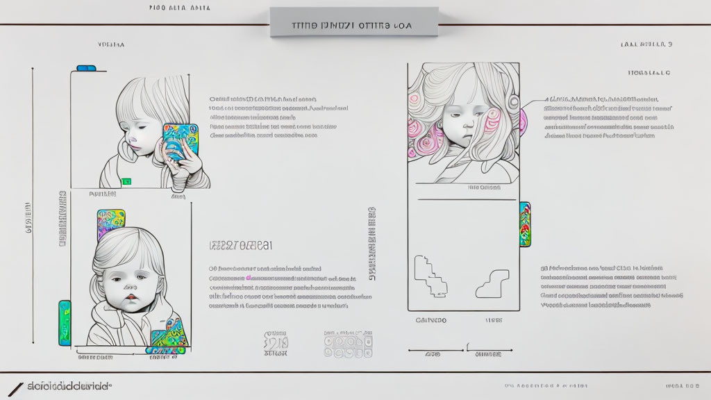 Children's Faces Coloring Book with Partially Colored Pages