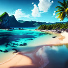 Vivid Blue Waters, Sandy Beaches, and Green Cliffs in Tropical Paradise