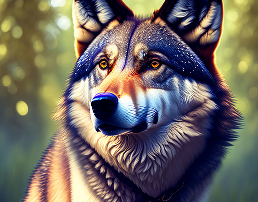 Detailed Anthropomorphic Wolf Art in Vivid Colors