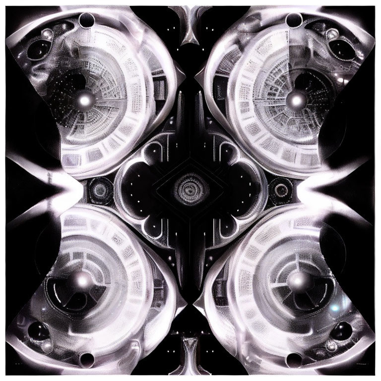 Symmetrical Monochrome Kaleidoscopic Mechanical Parts and Circuits