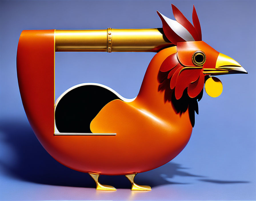 Brass instrument-themed chicken sculpture