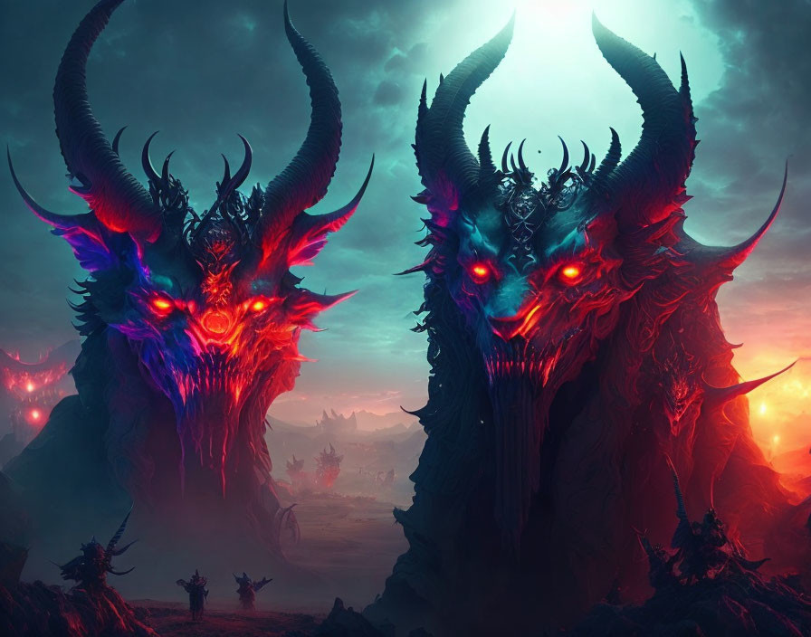 Fantastical landscape with imposing demonic creatures