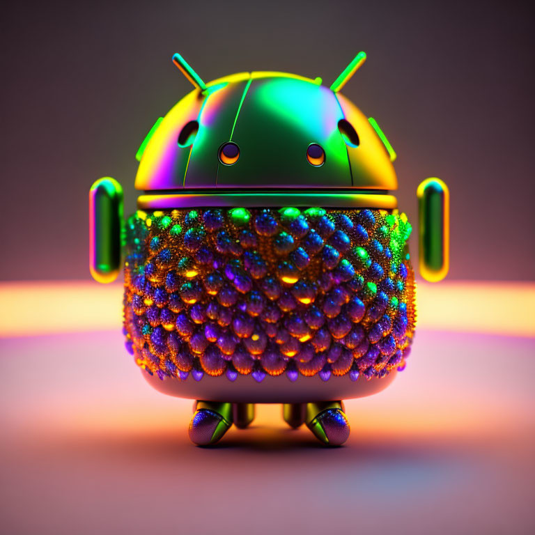 Colorful Stylized Android Mascot on Gradient Background