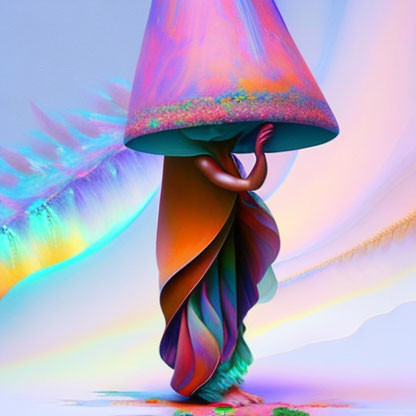 Colorful Mushroom Artwork Featuring Human-Like Features