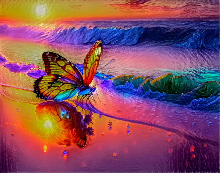 Prompt: beautiful butterfly of bright luminous col