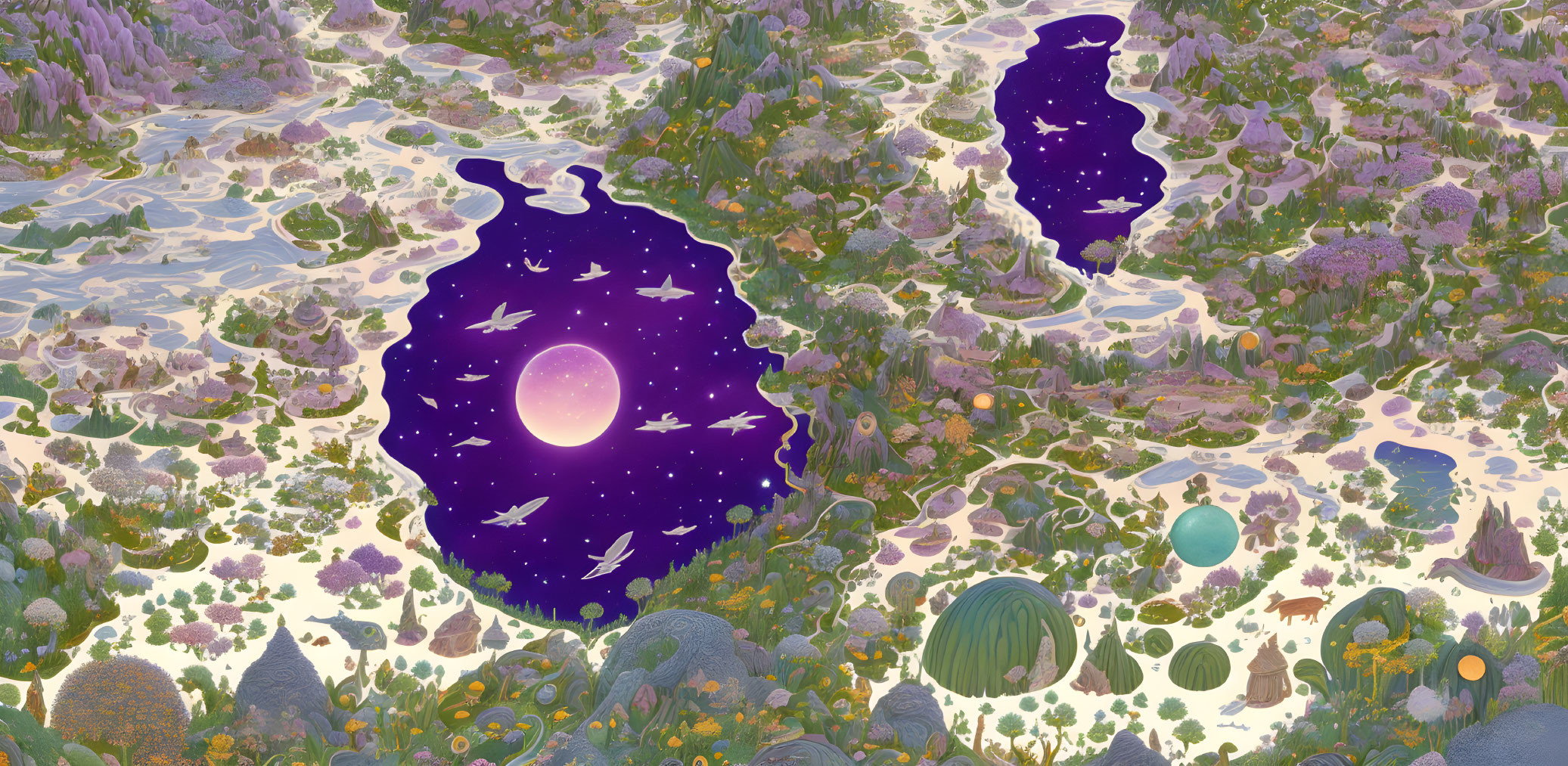 Colorful Flora and Floating Islands in Cosmic Landscape