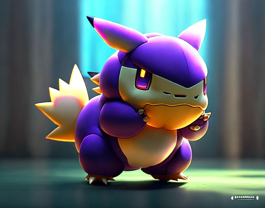 Purple Spiky Pokémon in Dramatic Lighting