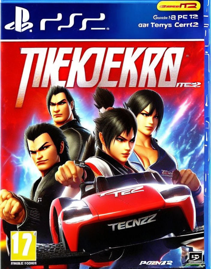 PlayStation 2 game cover with three animated characters and red racing car