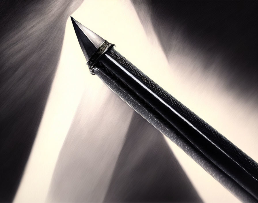 Luxurious Black and Silver Pen on Monochromatic Background